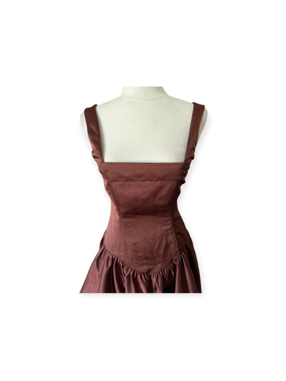 WeWoreWhat Bubble Skirt Corset Mini Dress Brown SZ 6 Cocktail Dress Wedding - Picture 2 of 16